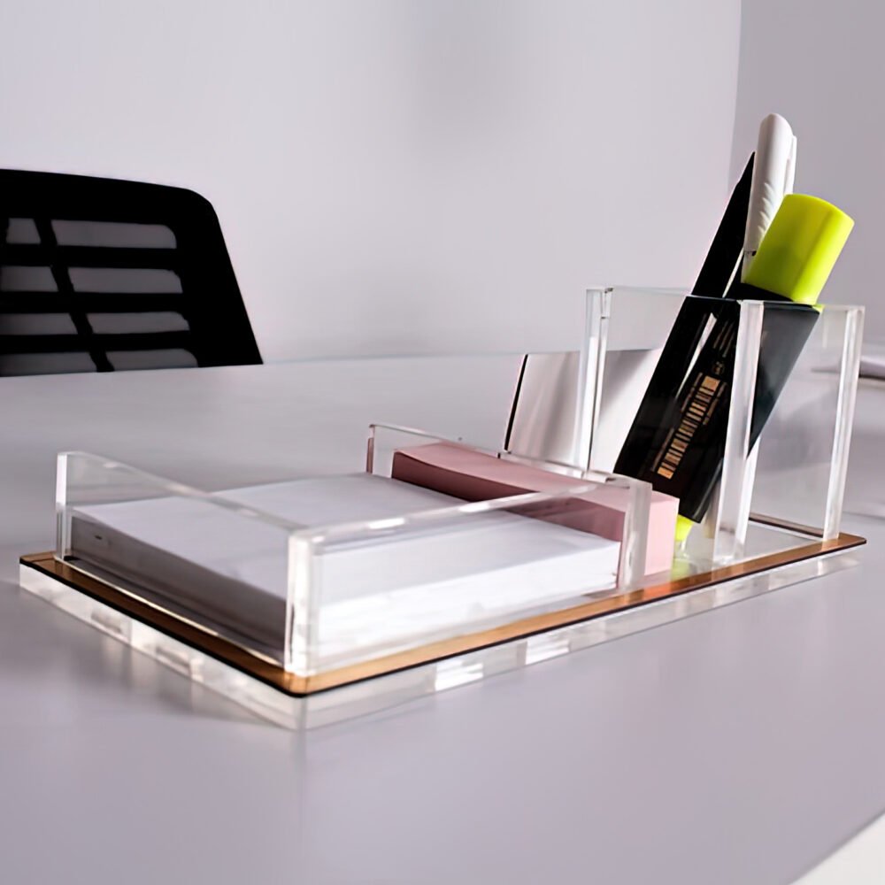 Transparent Acrylic With Golden Edges Organizer