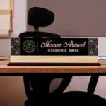Black Acrylic Wood Desk-Tag