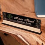 Black Acrylic Wood Desk-Tag
