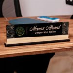 Black Acrylic Wood Desk-Tag