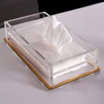 Transparent Acrylic With Golden Edges Tissue Box