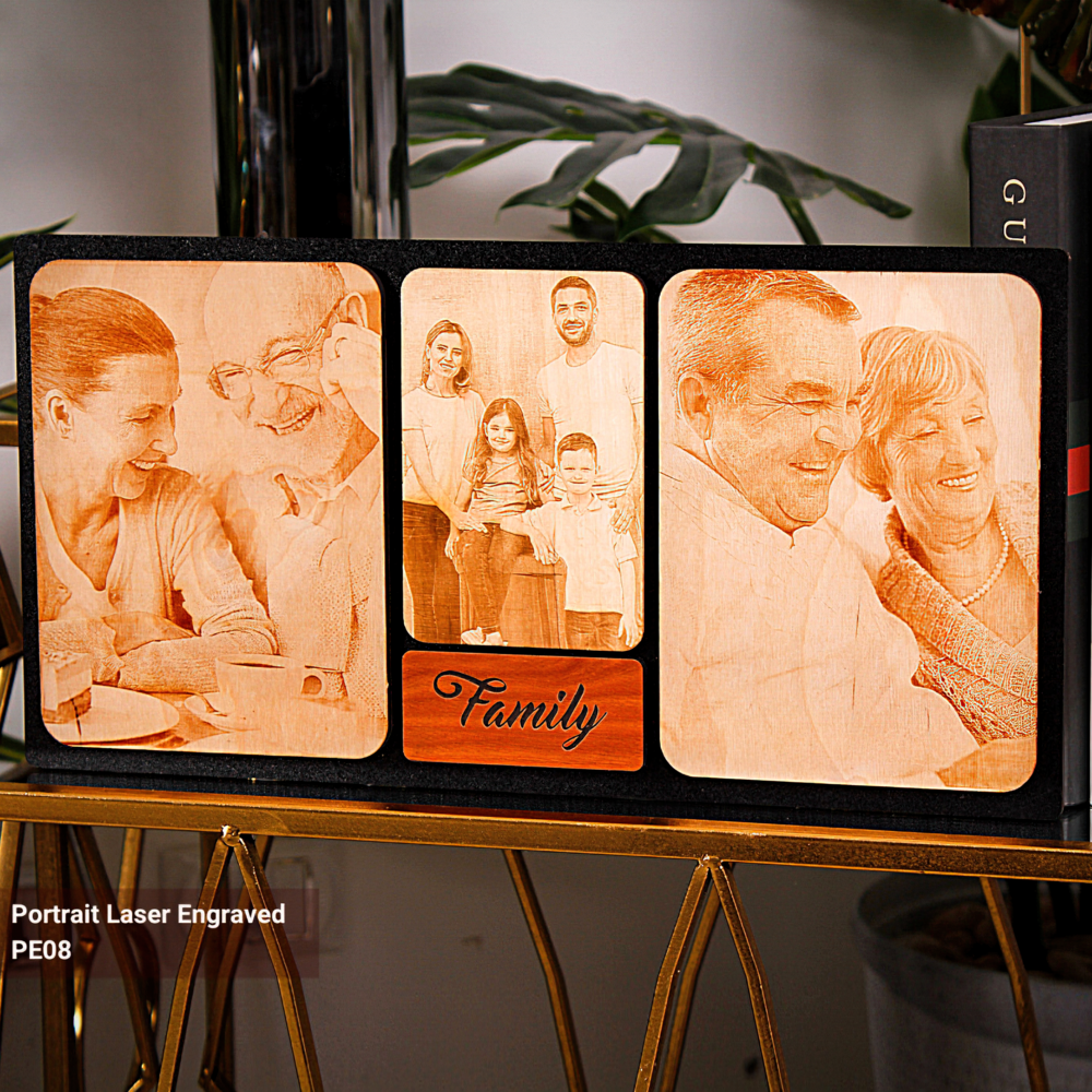 Collage Portrait Laser Engraved