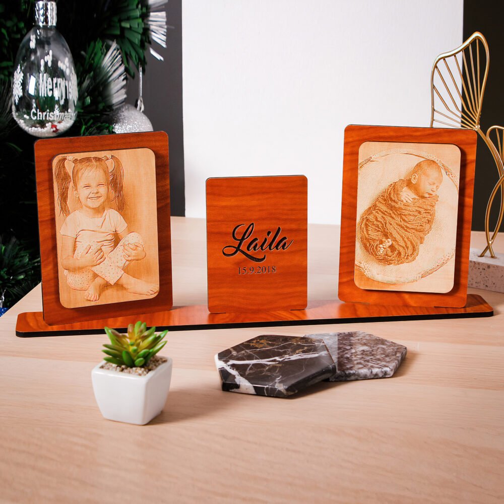 Double Portrait Laser Engraved Wood