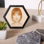 Hexagonal Portrait Laser Engraved Wood