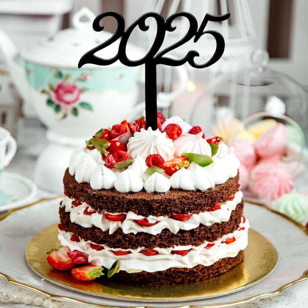 Happy New Year 2025 cake topper
