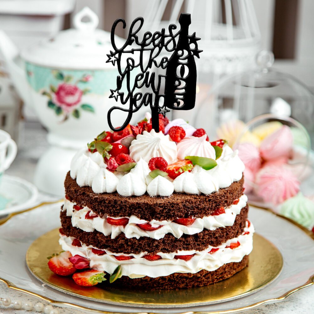 Happy New Year 2025 cake topper