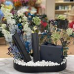 Blue and Green Flowers and Gifts Arrangements Only