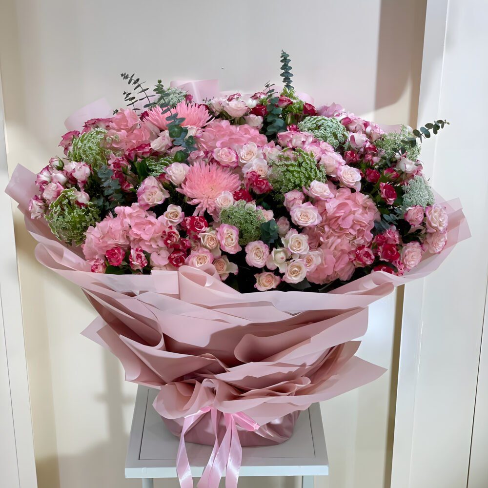 Foam Bouquet with Mix Pink Flowers