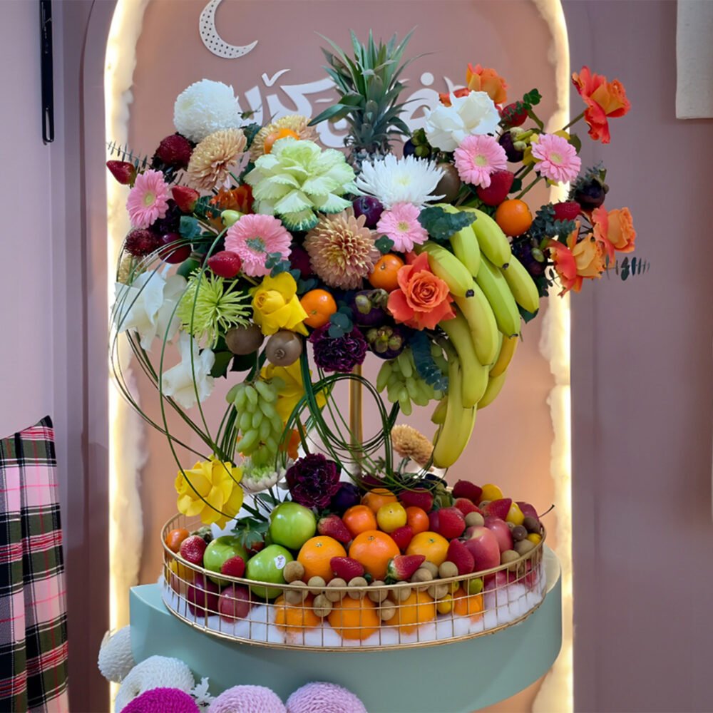 Fruit Argument with Flowers & Stand