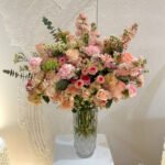 Glass Vase with Mix Pink Flowers