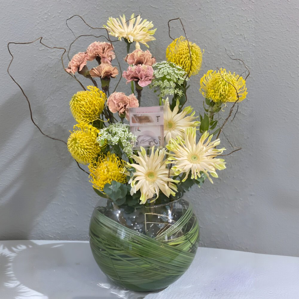 Glass Vase with Mix Flowers