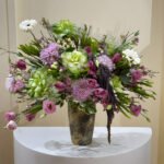 Green & Purple Flowers with Vase
