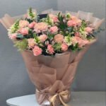 Green Orange & Light Peach Flowers Bouquet