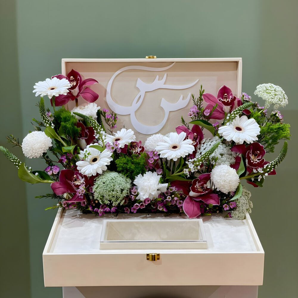 Leather Money Box with Flowers