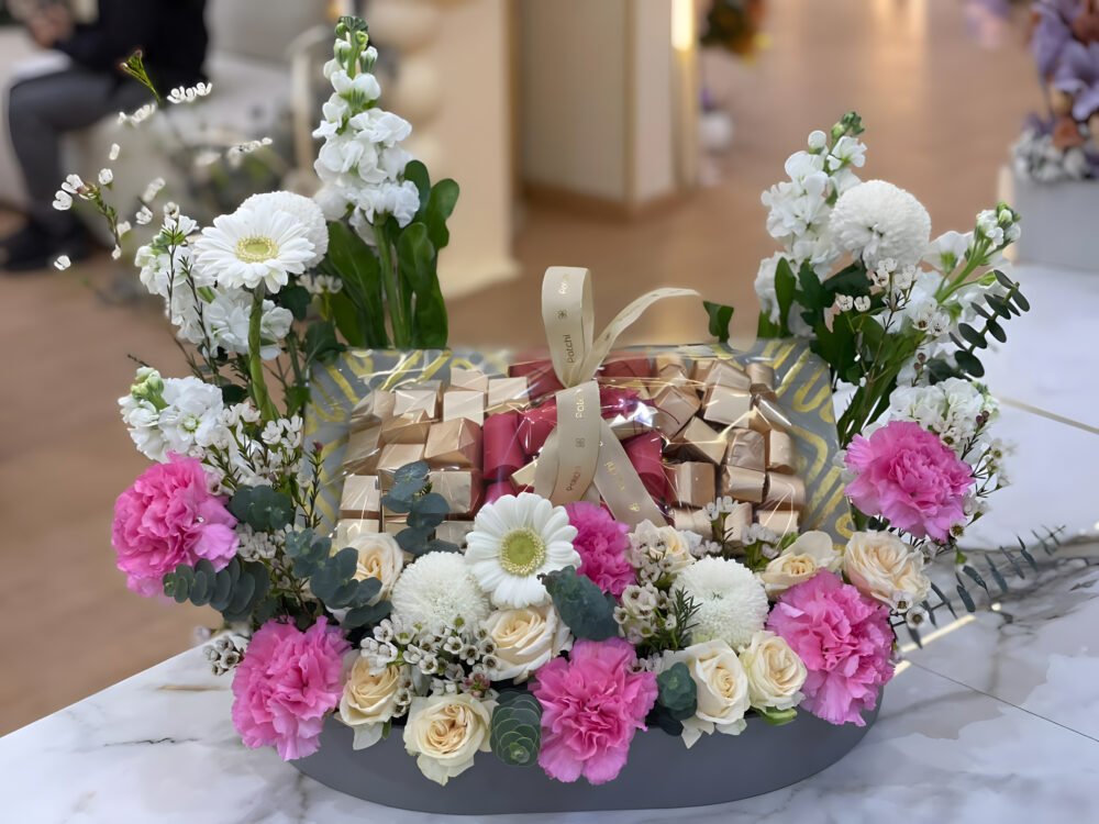 Leather Tray and Flowers