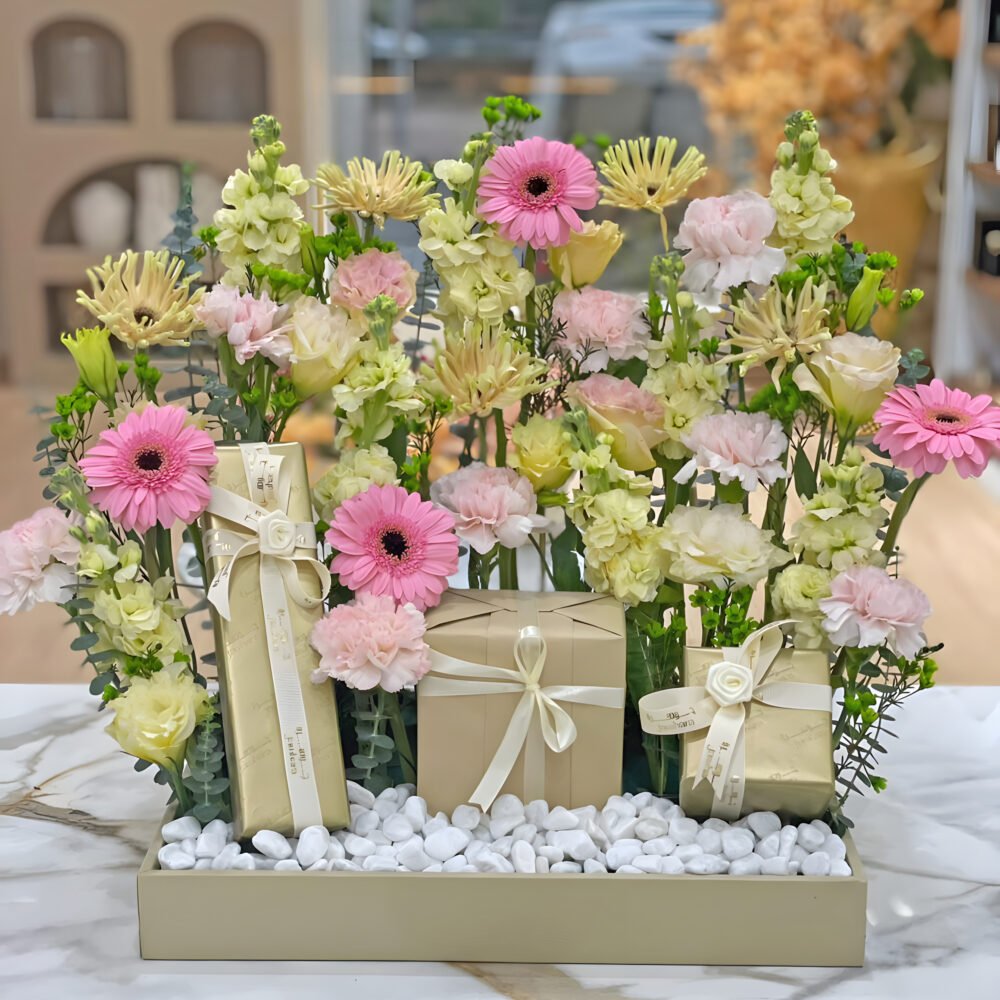 Leather Tray and Flowers