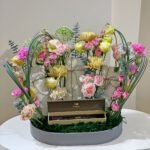 Leather Tray and Flowers and Gifts Arrangement