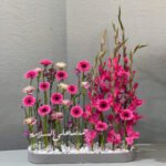 Leather Tray & Mix Pink Flowers + Name