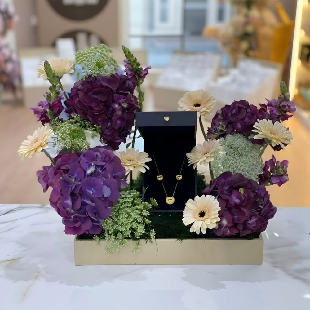 Leather Tray with Flowers