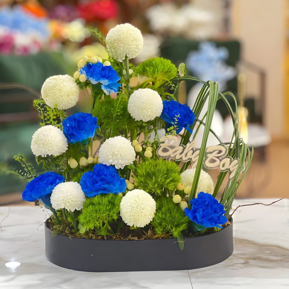 Leather Tray with Flowers