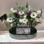 Leather Tray with Money Box & White Flowers