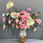 Pink & Green Flowers with Vase