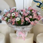 Pink & White Flowers Bouquet with Foam