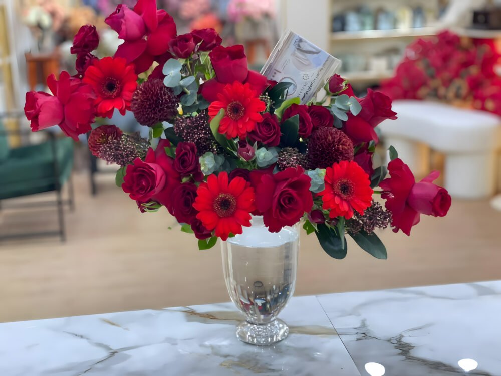 Red Flowers + Vase + Money Box