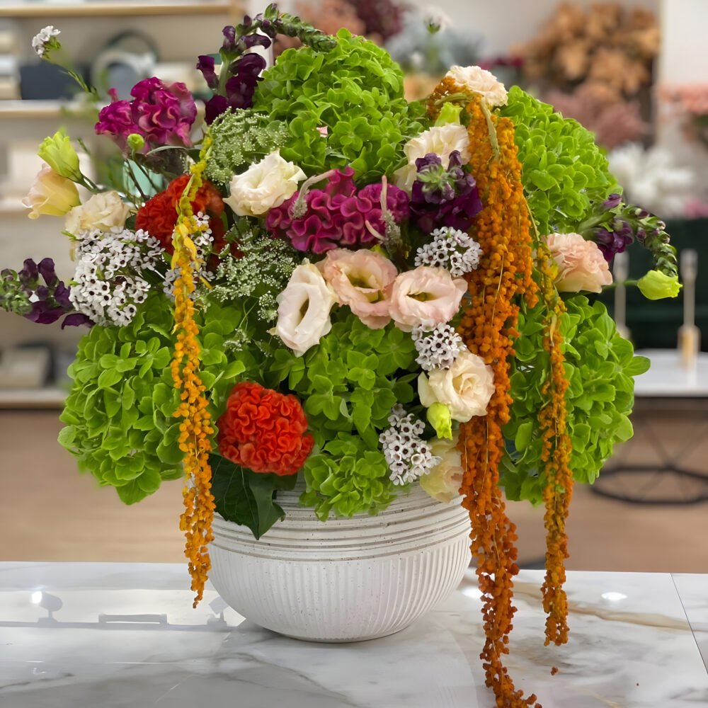 Round Vase with Flowers