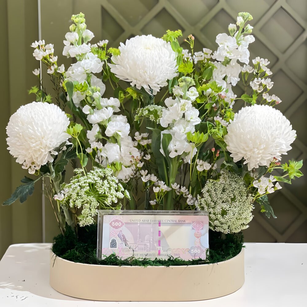 White and Green Flowers + Money Box