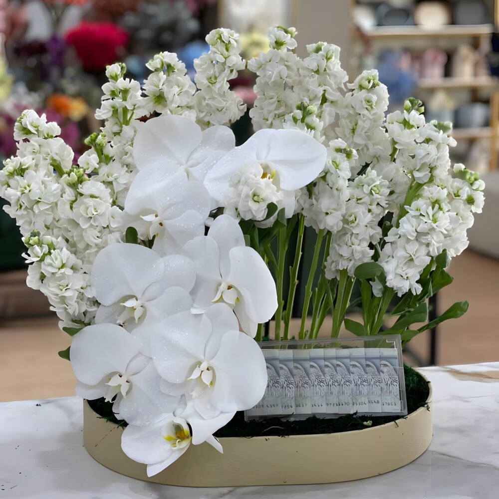 Special Flowers with Leather Tray & Money Box