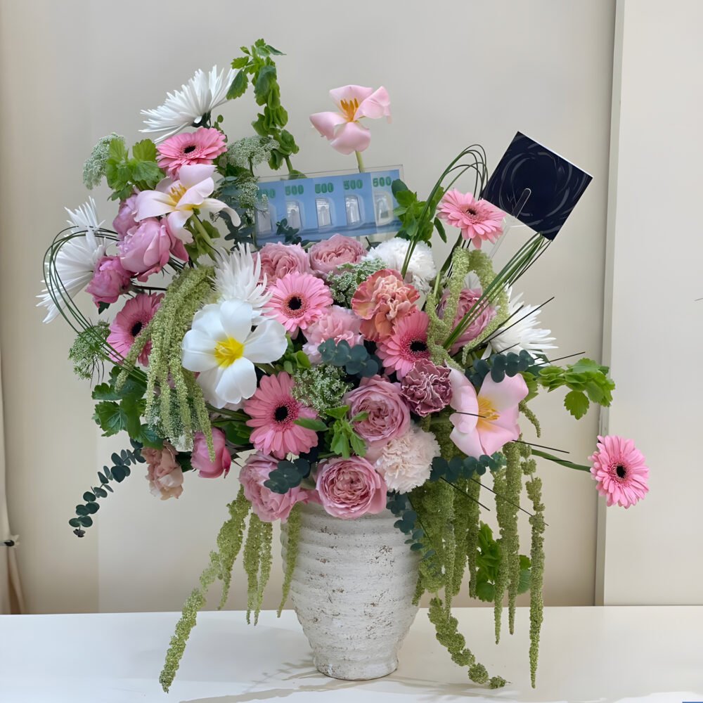 Vase with Flowers Mix Pink