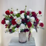 Vase with Flowers Red and White