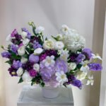 White and Light Purple Flowers with Vase