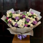 Foam Boquete Off White and Purple Flowers