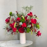 Vase + Flowers Red and Green