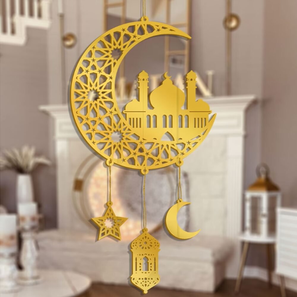 Ramadan Kareem Hanging Moon & Mosque Decoration