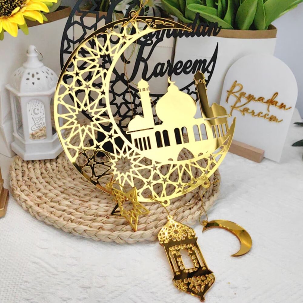 Ramadan Kareem Hanging Moon & Mosque Decoration