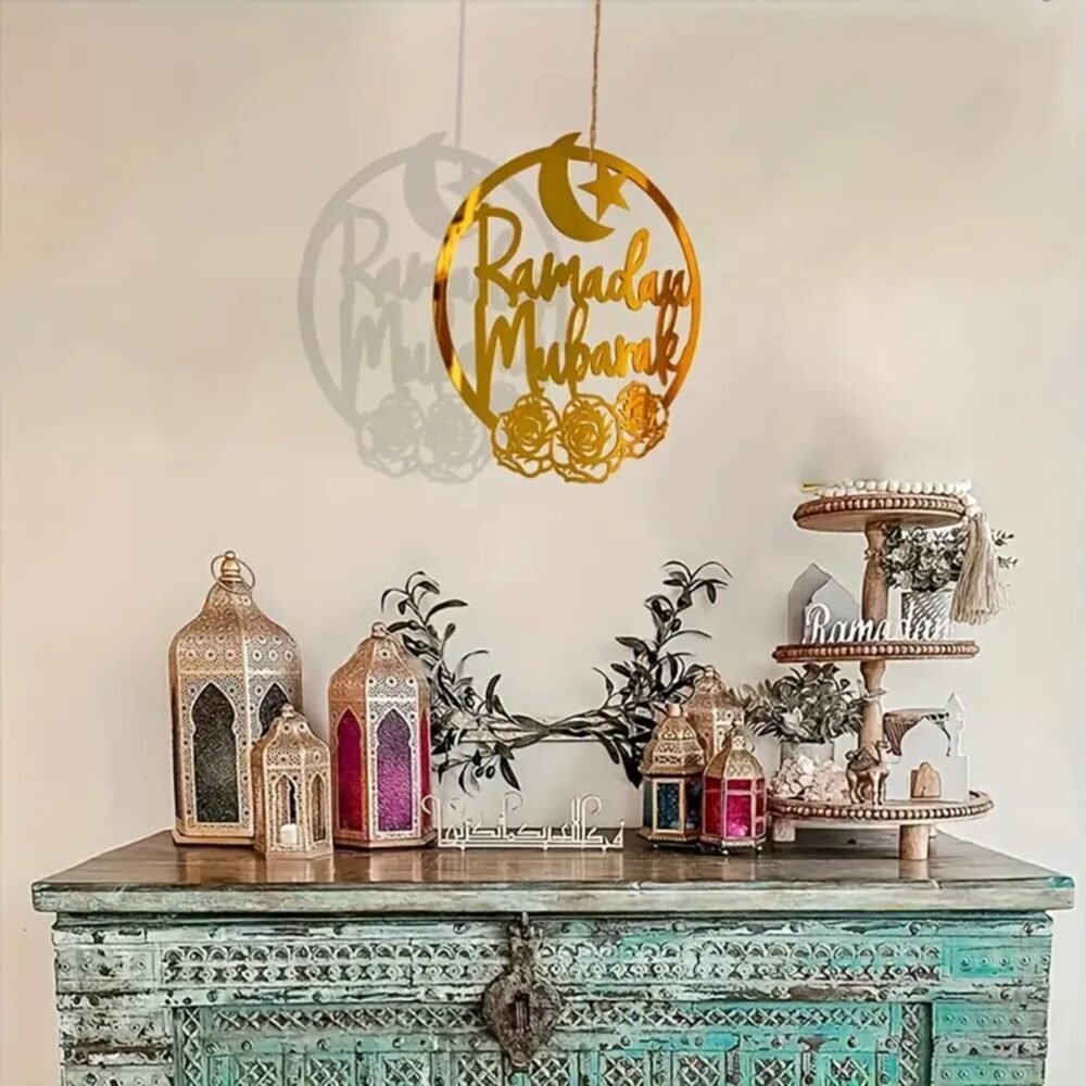 Ramadan Kareem Hanging Moon & Mosque Decoration