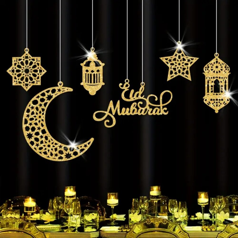 Ramadan Kareem Hanging Moon & Mosque Decoration