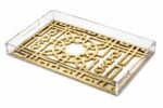 Black & Gold Islamic Geometric Acrylic Serving Tray