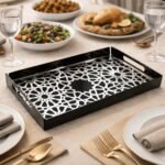 Black & Gold Islamic Geometric Acrylic Serving Tray