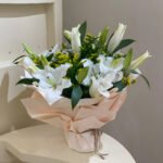 Elegant White Lily Bouquet with Yellow Fillers