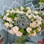 Luxury White & Cream Rose Bouquet with Baby’s Breath