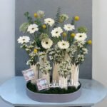 Luxury Leather Tray Cash Gift with White Floral Arrangement