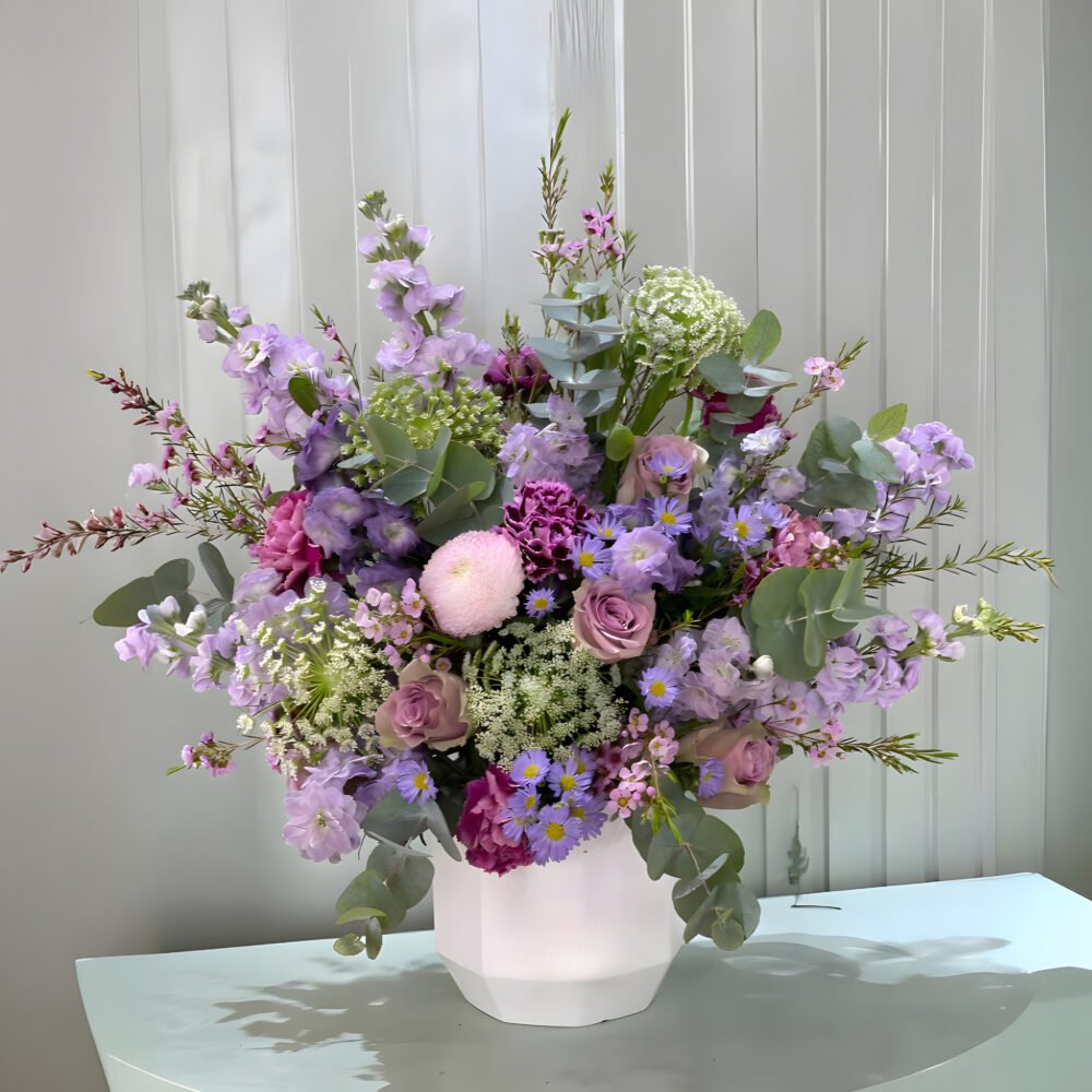 Luxury Pastel Flower Arrangement in White Vase