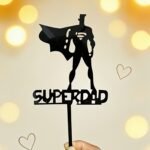 Super Dad Cake Topper – Gold & Black Acrylic Father’s Day Cake Decoration