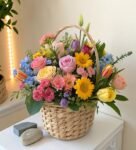 Colorful Fresh Flower Basket Arrangement