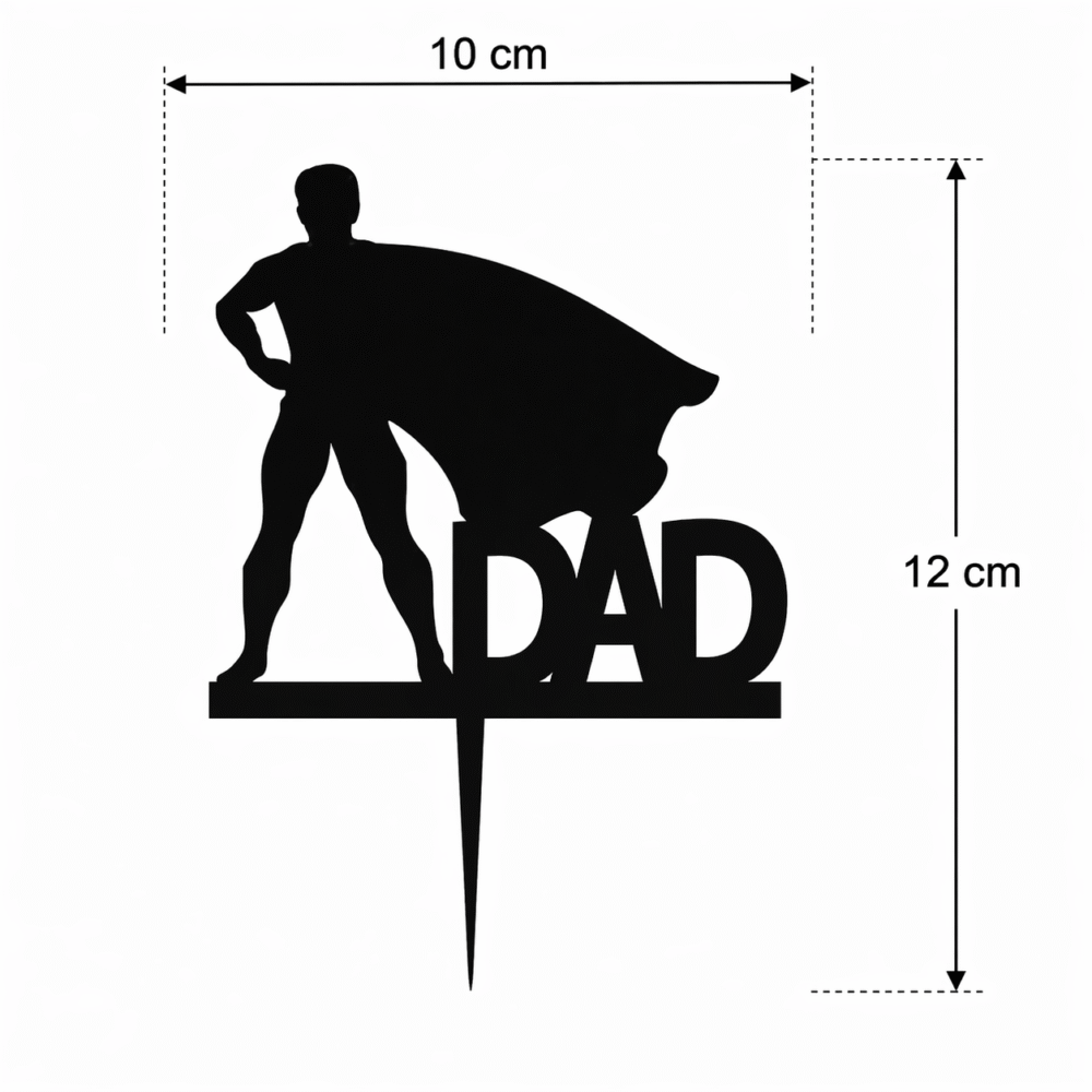 Super Dad Cake Topper – Gold & Black Acrylic Father’s Day Cake Decoration