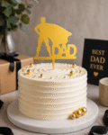 Super Dad Cake Topper – Gold & Black Acrylic Father’s Day Cake Decoration